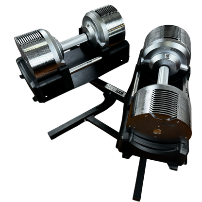 RAM 41.5 KGS CHROME ADJUSTABLE DUMBBELLS AND BLACK STAND KIT
