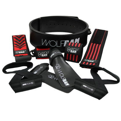 FIGURE 8 STRAPS / LEATHER BELT / KNEE WRAPS / ELITE WRIST WRAPS / RAM GRIPS