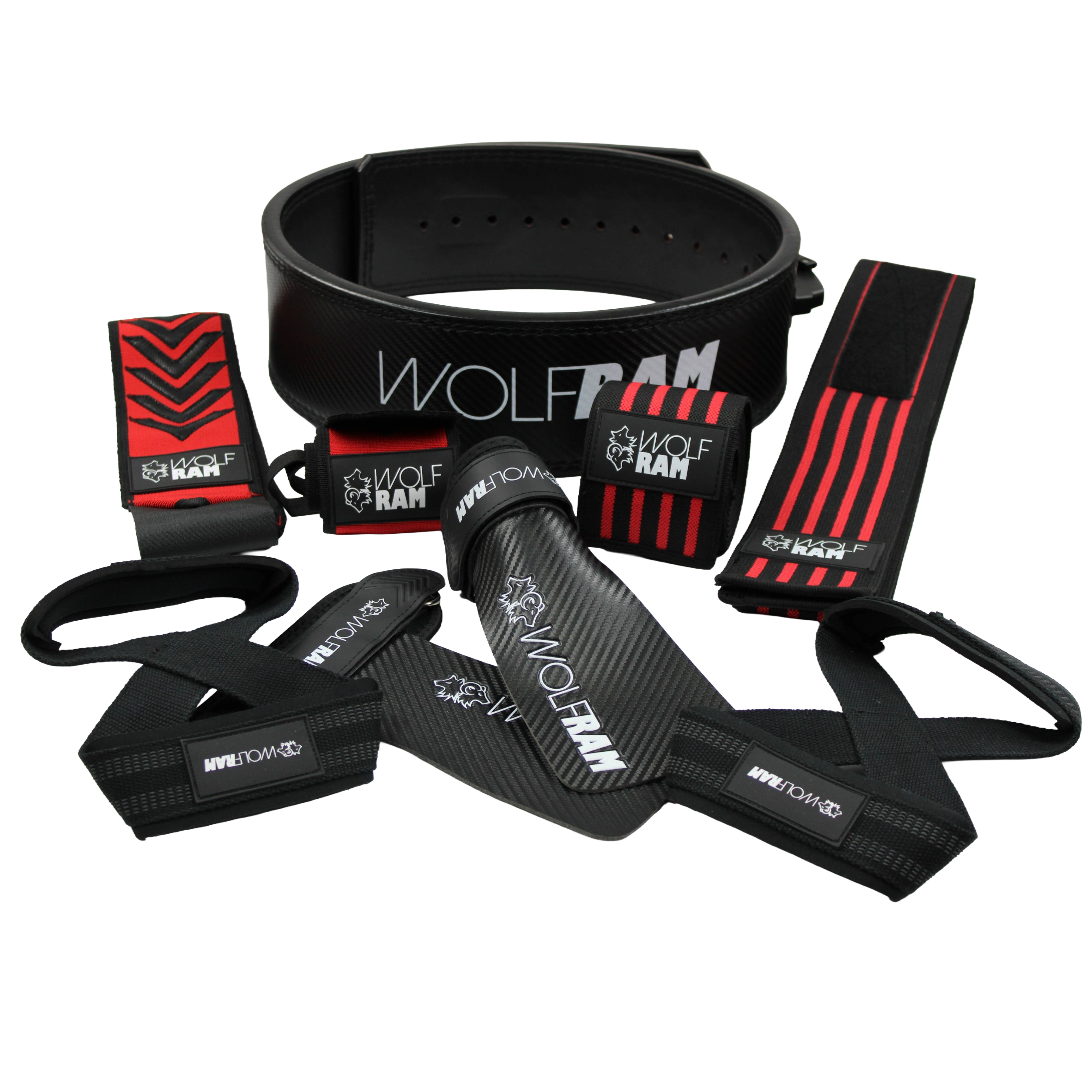 FIGURE 8 STRAPS / LEATHER BELT / KNEE WRAPS / ELITE WRIST WRAPS / RAM GRIPS