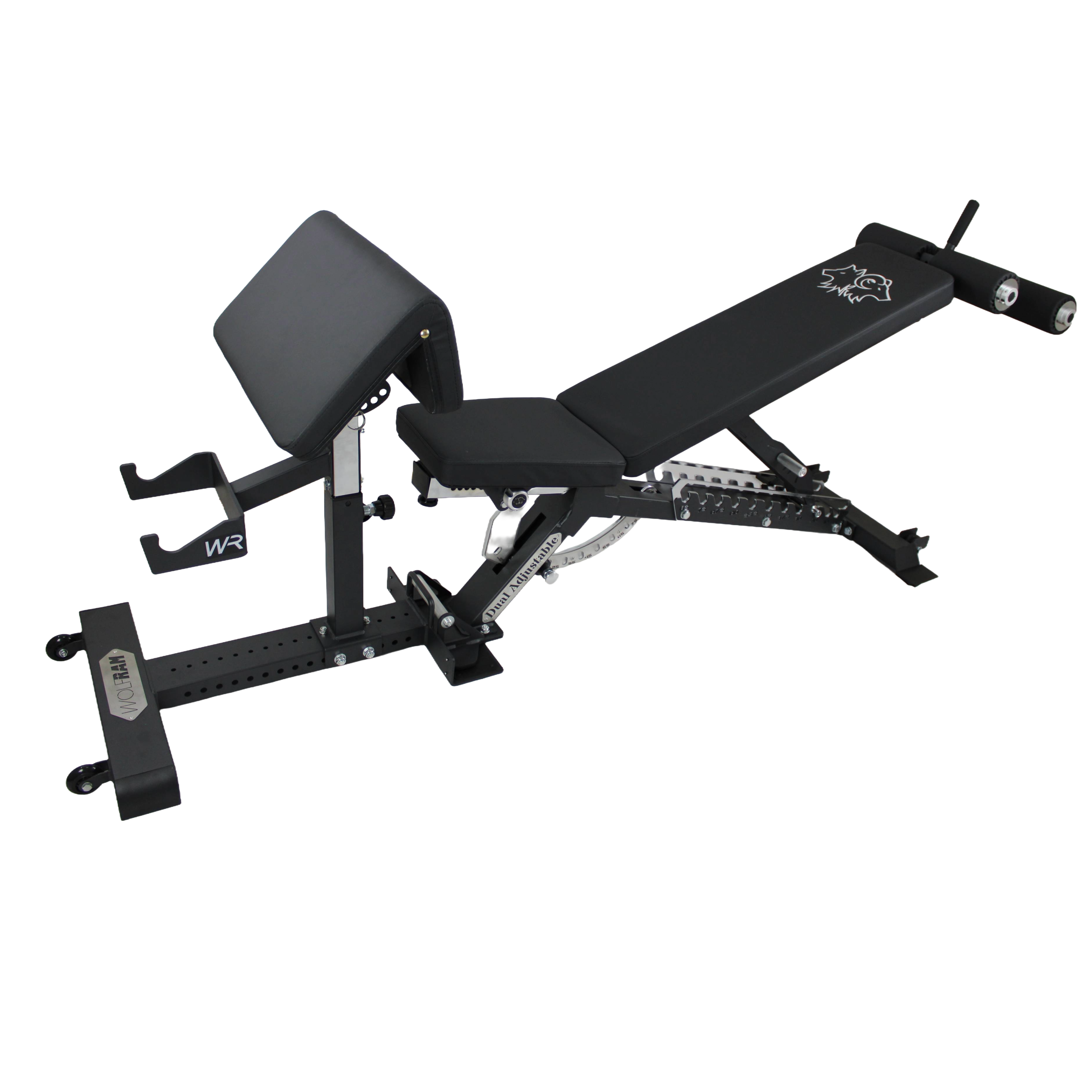 ADJUSTABLE BENCH (ZERO GAP) WITH PREACHER / LEG ATTACHMENT/ BASE AND HOLD DOWN KIT