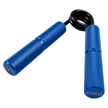 Wolfram Fitness 45kg hand grip with blue textured handles designed to strengthen grip and forearm endurance