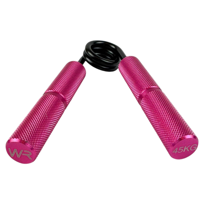 Wolfram Fitness 45kg hand grip with pink textured handles designed to build grip strength and improve forearm performance