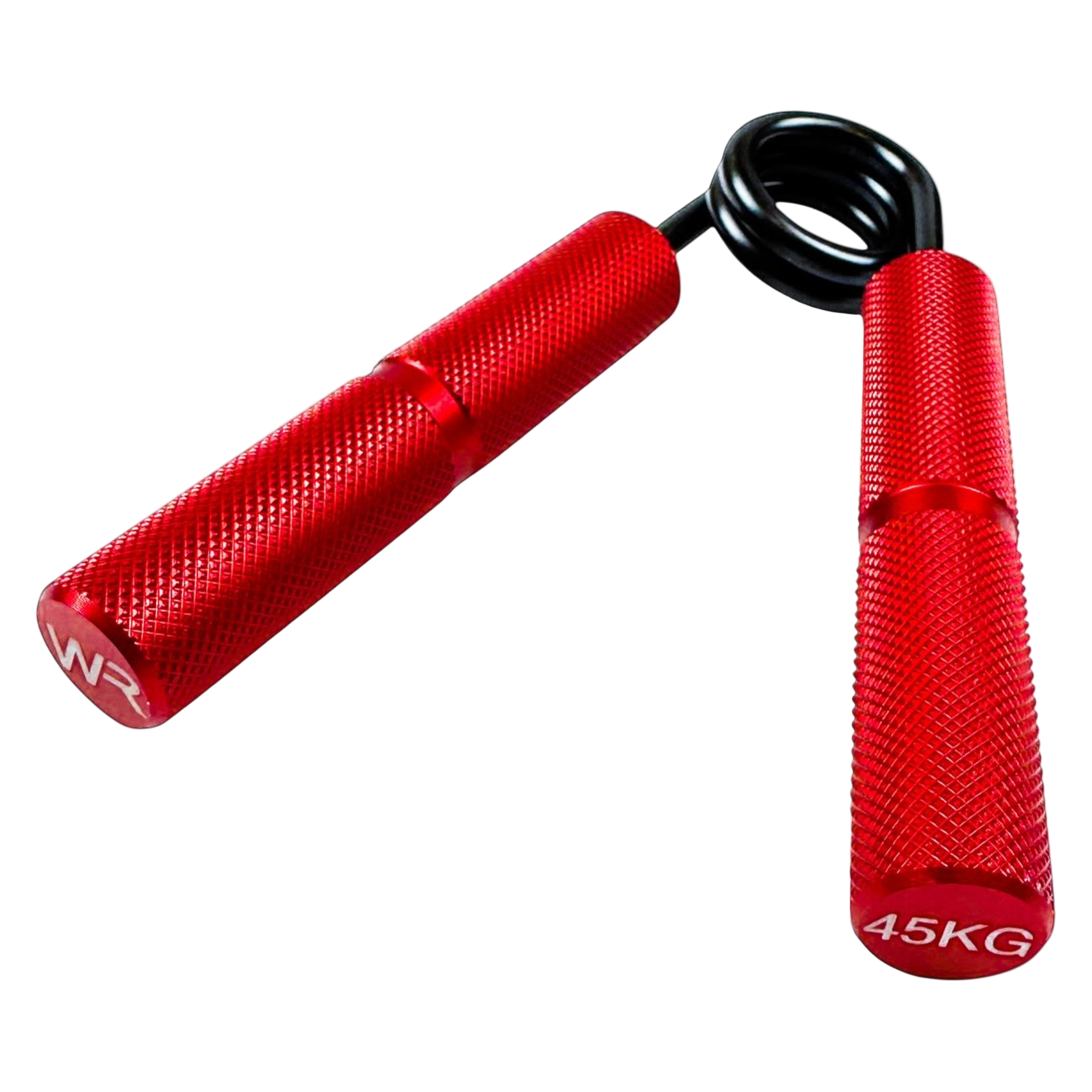 Wolfram Fitness 45kg hand grip with red textured handles designed for forearm and grip strength training.