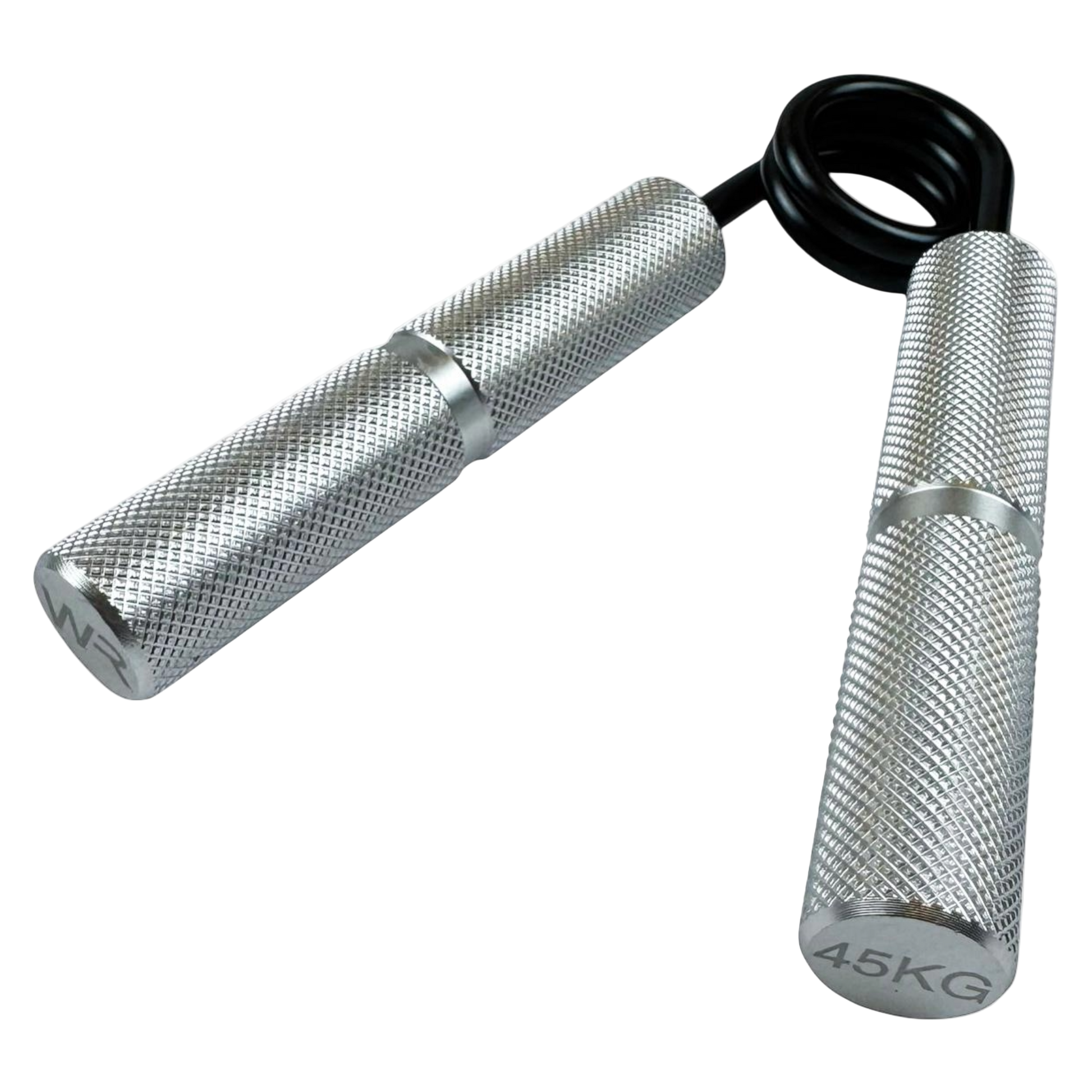Wolfram Fitness 45kg hand grip with textured silver handles designed to improve grip strength and forearm training