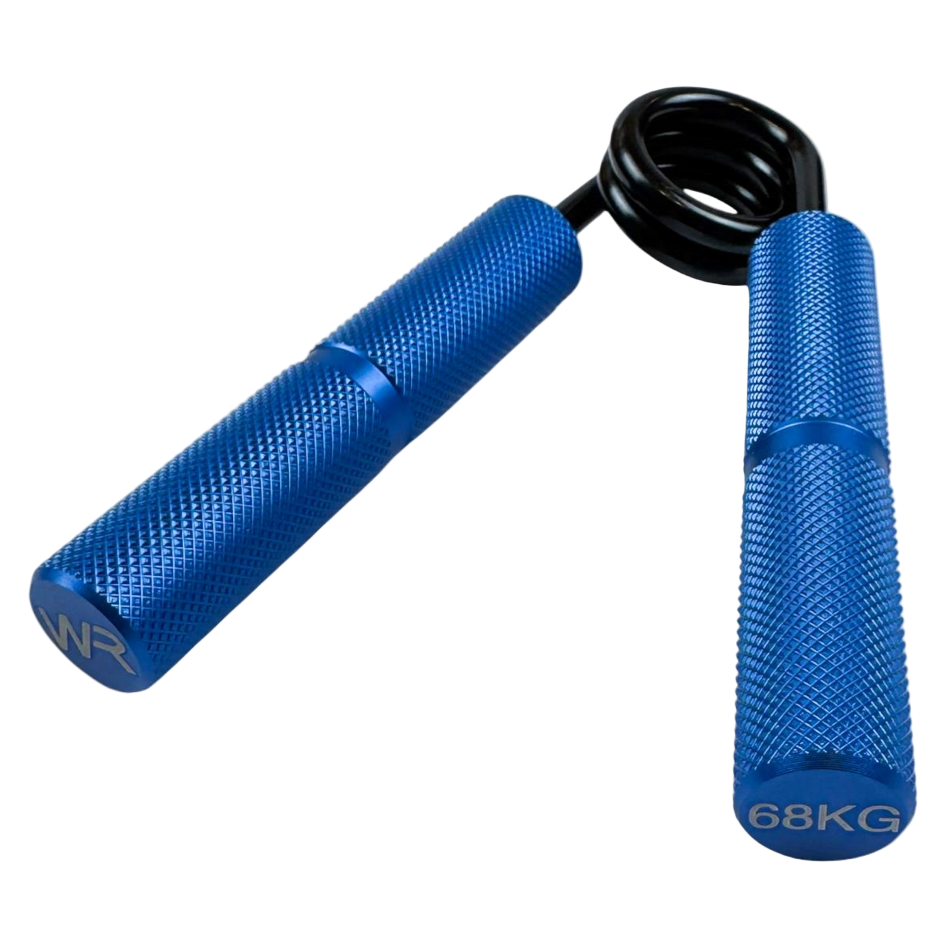 Wolfram Fitness 68kg heavy-resistance hand grip with blue textured handles built for advanced grip strength and forearm power training