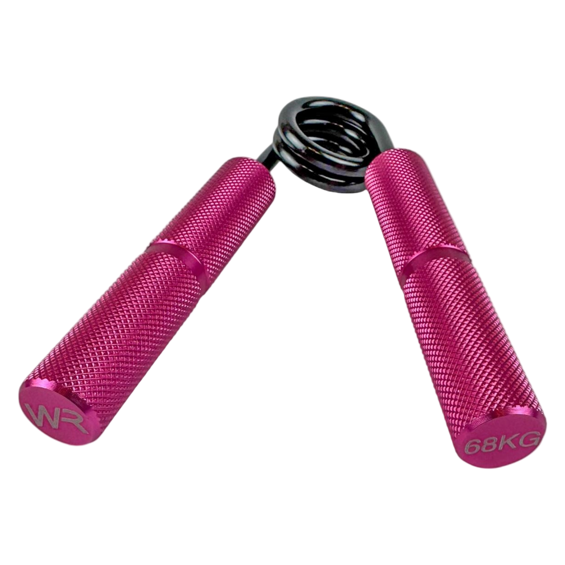 Wolfram Fitness 68kg heavy-resistance hand grip with pink textured handles designed for advanced grip strength and forearm conditioning