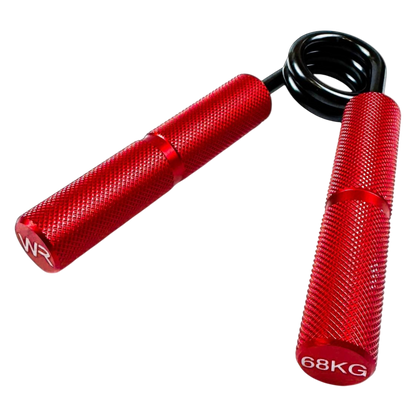 Wolfram Fitness 68kg heavy-resistance hand grip with red textured handles designed for elite grip and forearm strength training