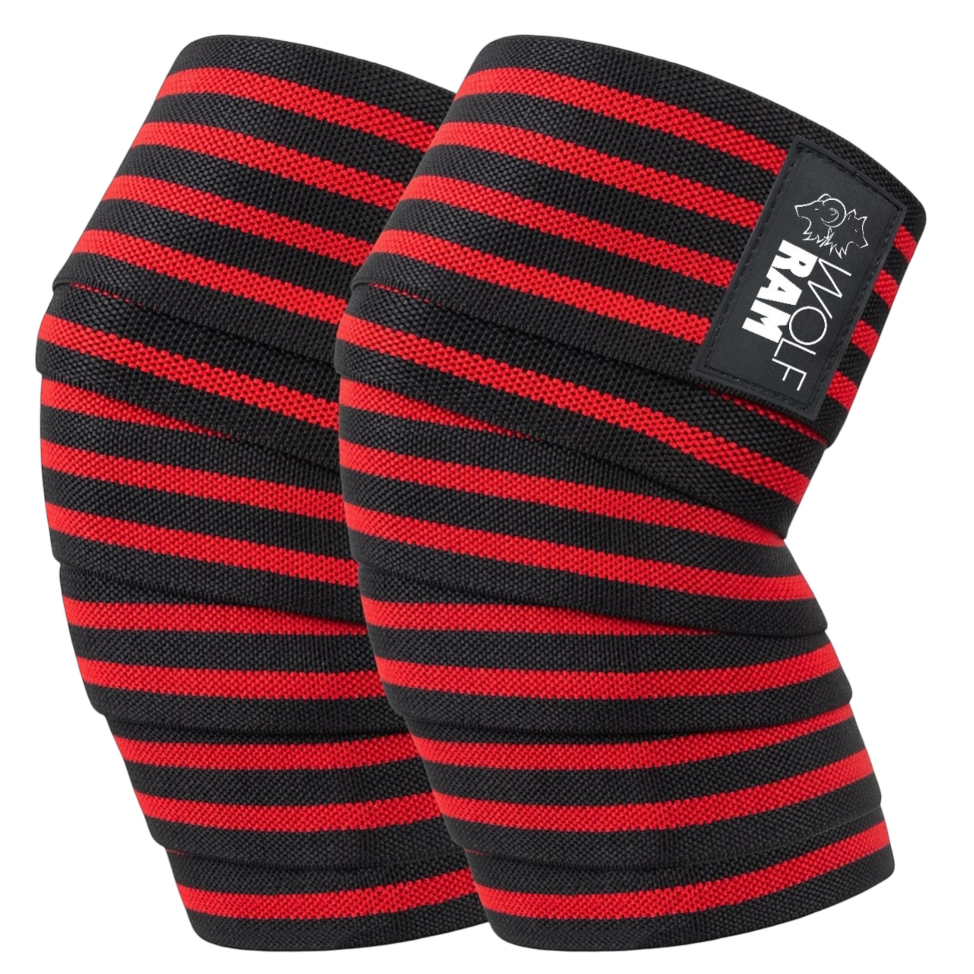 Wolfram Fitness knee wraps designed for added stability, compression, and support during heavy squats and leg training.