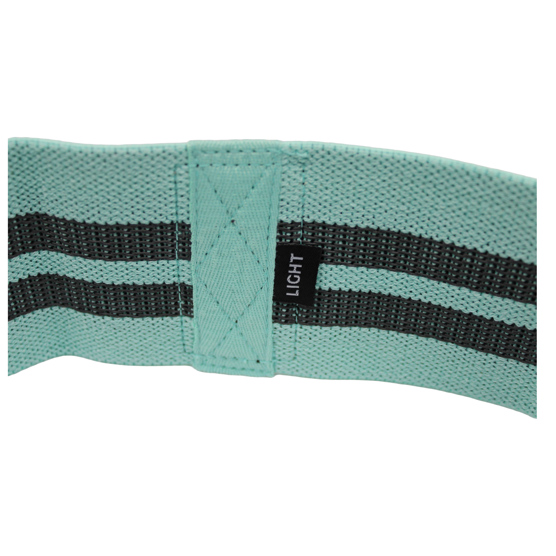 Green light-strength knitted Wolfram Fitness booty band designed for gentle resistance, glute activation, and lower-body workouts.